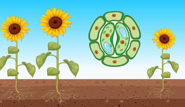 Free vector sunflower with open stomata vector