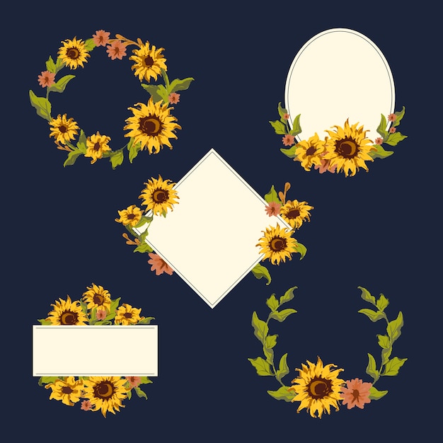 Free vector sunflower wreath collection