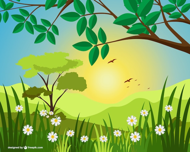 Free vector sunny landscape illustration