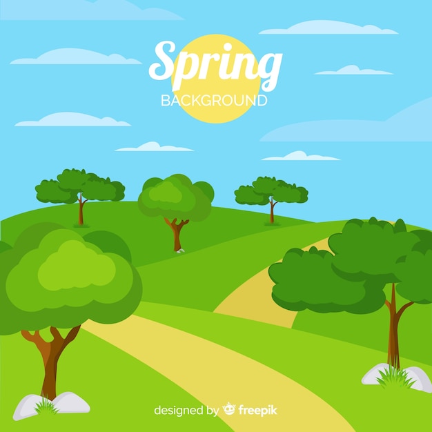 Sunny landscape spring background