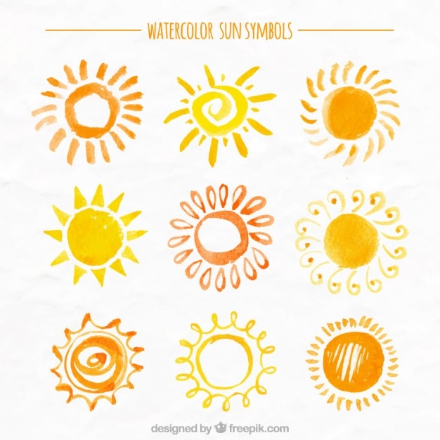 Free vector sunny watercolor collection