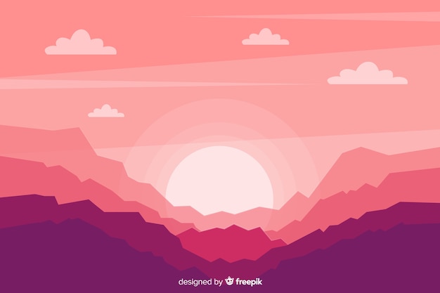 Free vector sunrise background mountains landscape