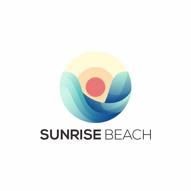 Vettore gratuito logo colorato gradiente spiaggia alba