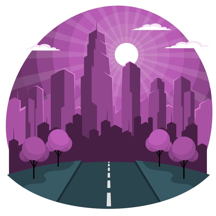 Free Vector sunrise over city concept illustration