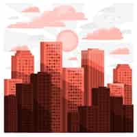 Free vector sunrise over city concept illustration