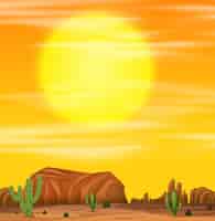 Vettore gratuito alba in una scena del deserto