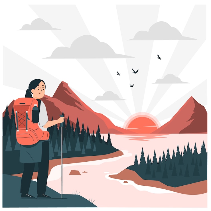 Free Vector sunrise hiking concept illustration