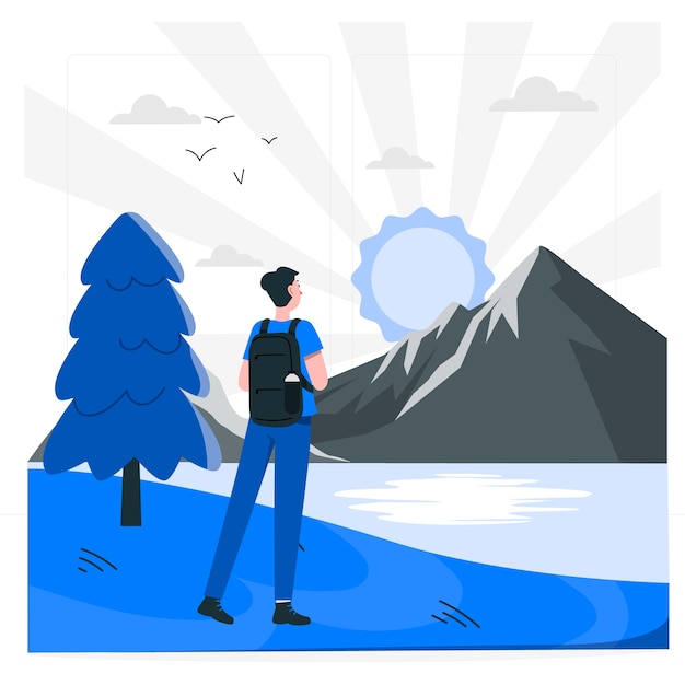 Free vector sunrise hiking concept illustration