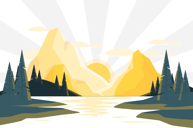 Free vector sunrise in the mountain concept illustration