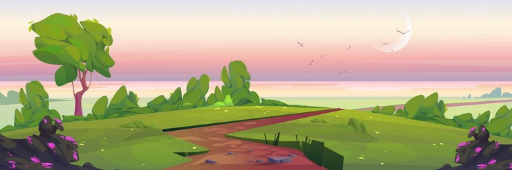 Free Vector sunrise nature landscape summer early morning