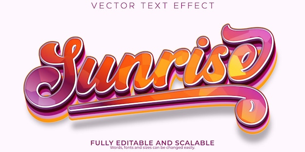 日の出のテキスト効果編集可能な日没と夏のテキストスタイル