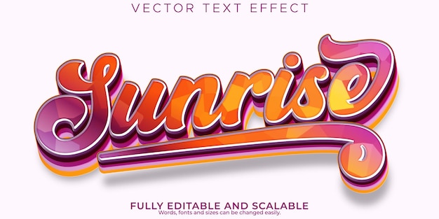 Sunrise text effect editable sunset and summer text style