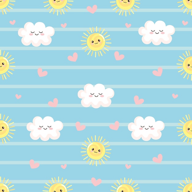 Suns and clouds pastel pattern