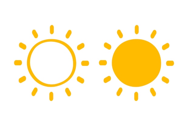 Free vector suns in doodle style outline and filled