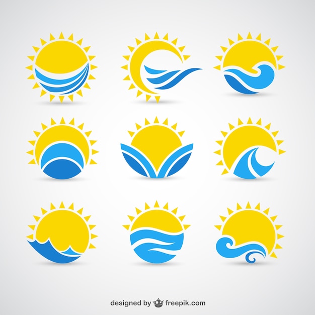 Free vector suns and waves icons