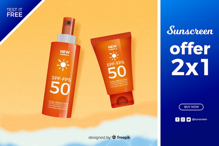 Free Vector sunscreen ad in realistic style