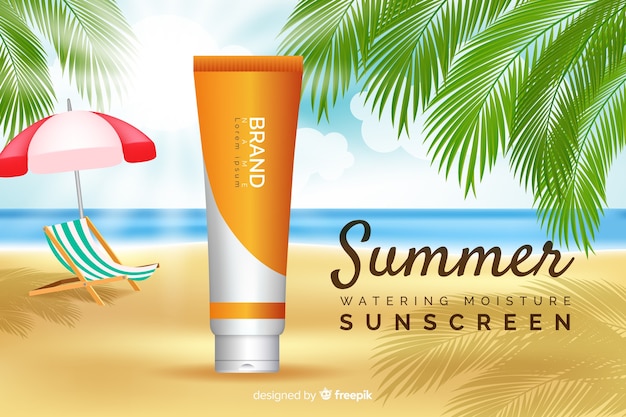 Sunscreen ad in realistic style