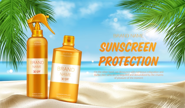 Free vector sunscreen protection uv cosmetic banner, summer