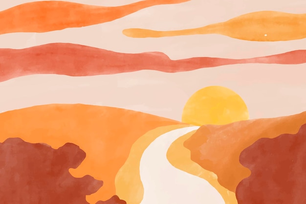 Free vector sunset aesthetic warm tone nature background vector