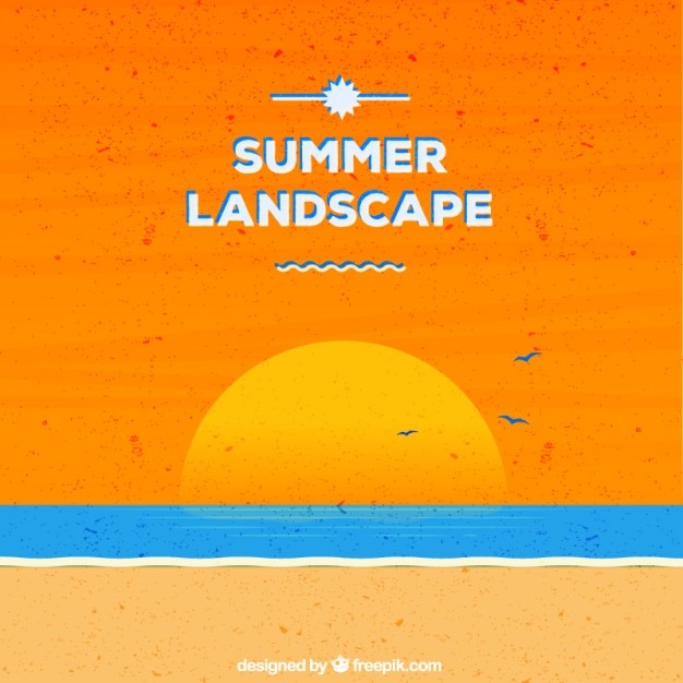 Free vector sunset on the beach background