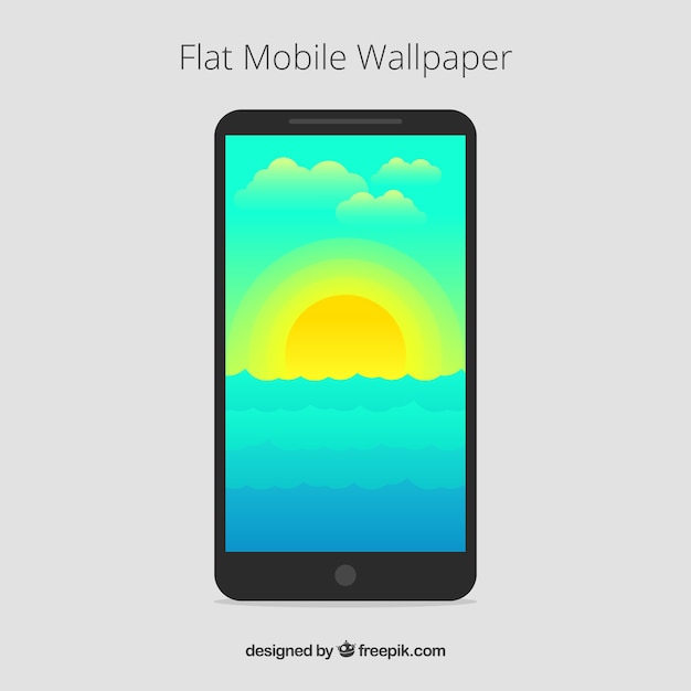 Free vector sunset mobile wallpaper in flat design