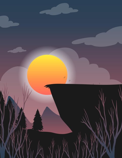 マウンテン・クリフの上の夕暮れ