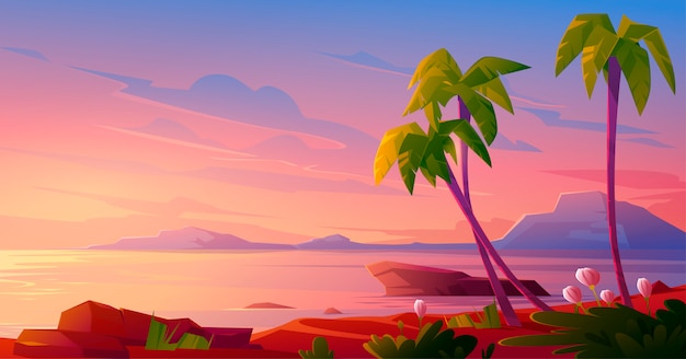 Sunset Or Sunrise On Beach, Tropical Landscape