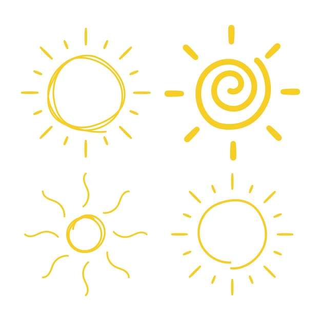 Free vector sunshine doodle set