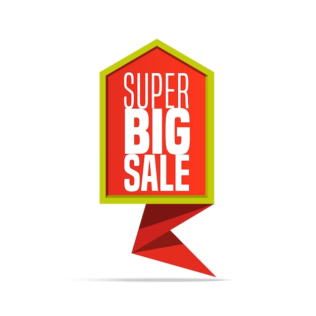 Vettore gratuito super big sale banner colorato su sfondo bianco etichetta di design geometrico e offerta speciale vettoriale