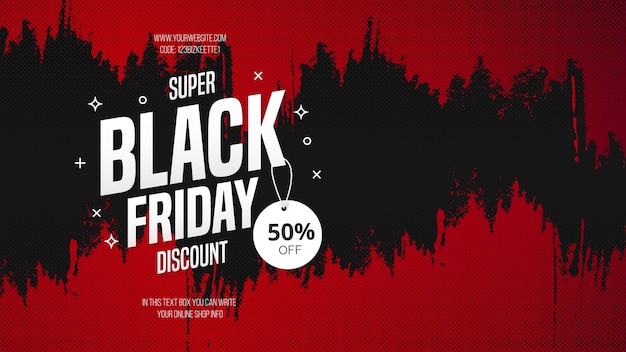 Super Black Friday Discount with Red Brush Texture