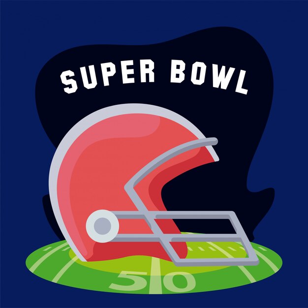 Premium Vector | Super bowl helmet over field
