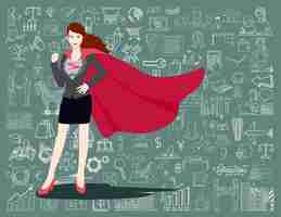 Free vector super businesswoman background