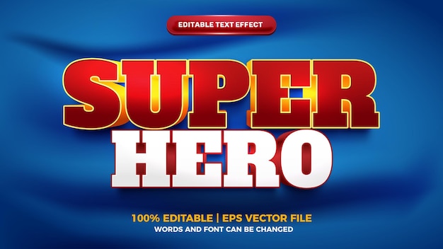 Super hero movie comic cartoon hero 3d editable text effect style