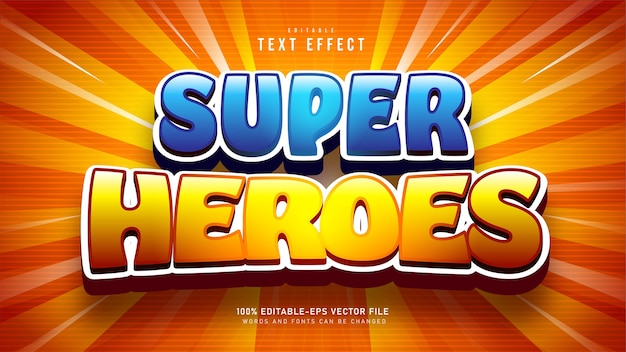 Vettore gratuito super heroes cartoon text effetto