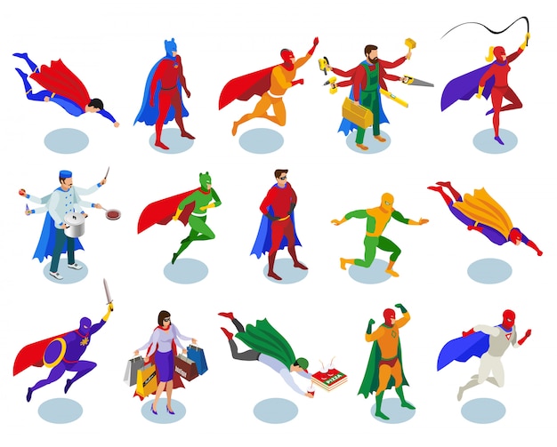 Free vector super heroes character set