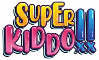 Vettore gratuito disegno del testo del logo super kiddo