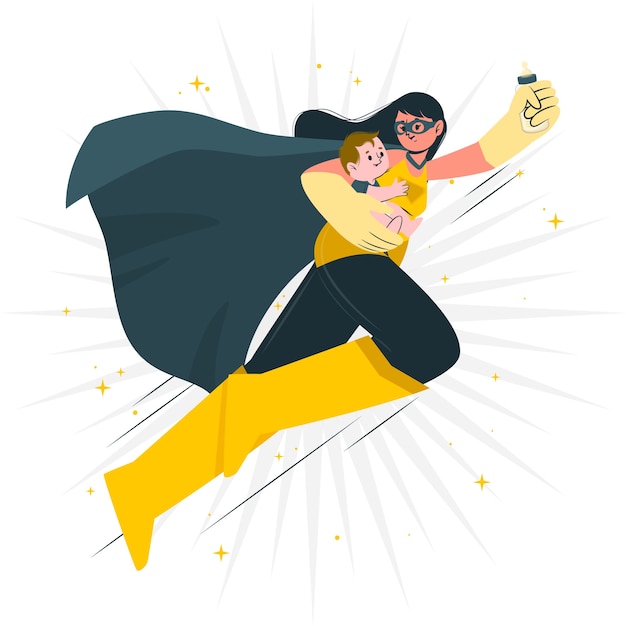 Free vector super mom concept illustration