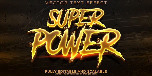 Бесплатное векторное изображение Супермощный текстовый эффект, редактируемый стиль текста игры и фильма