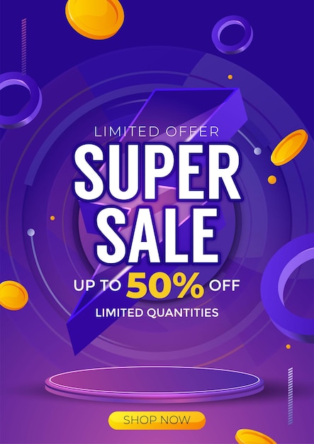 Free vector super sale banner template design for web or social media