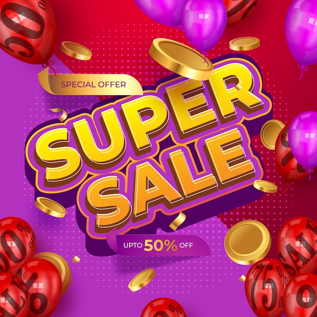 Free vector super sale banner template