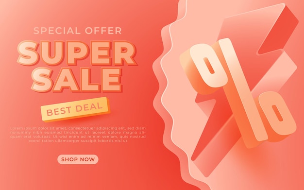 Free vector super sale banner templete design for media promotions and social media promo