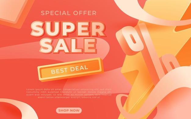 Free vector super sale banner templete design for media promotions and social media promo