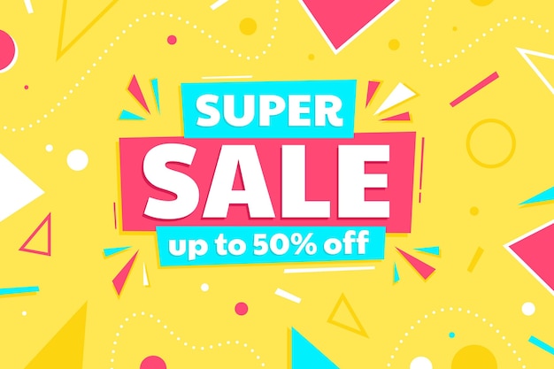 Free vector super sale flat design banner