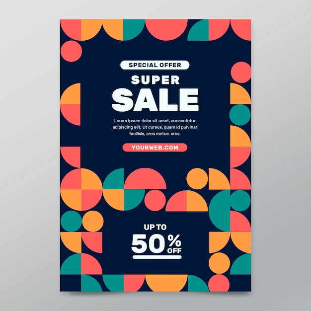 Free vector super sale  flat poster template