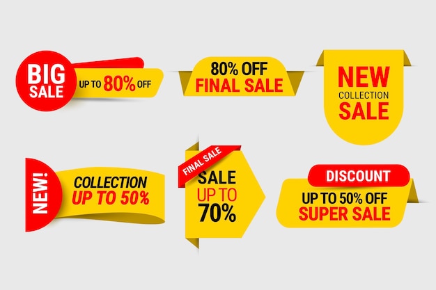 Free vector super sale labels collection