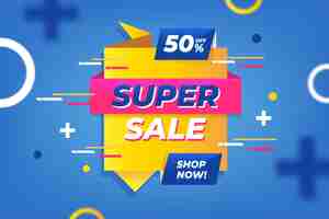 Free vector super sale in origami style banner