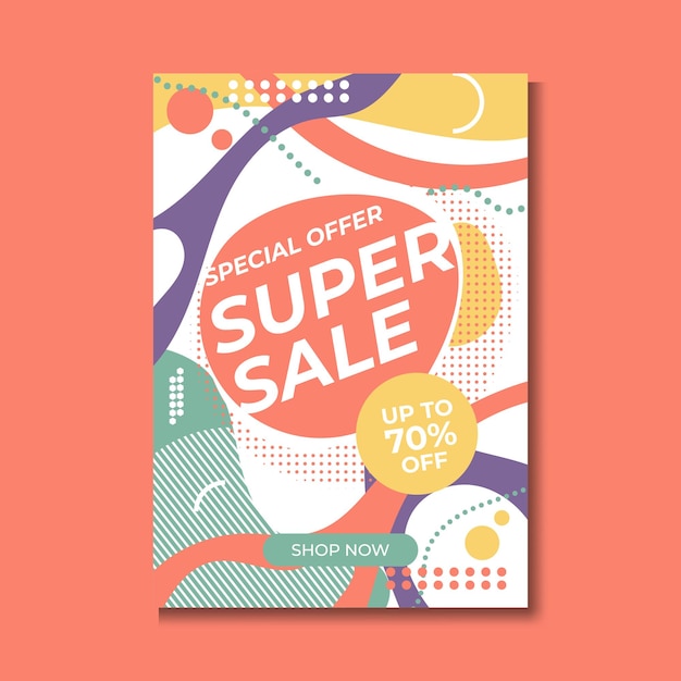 Super vendita poster, banner. grande vendita, liquidazione. 70% di sconto. illustrazione vettoriale.