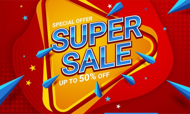 Бесплатное векторное изображение Шаблон предложения super sale red banner