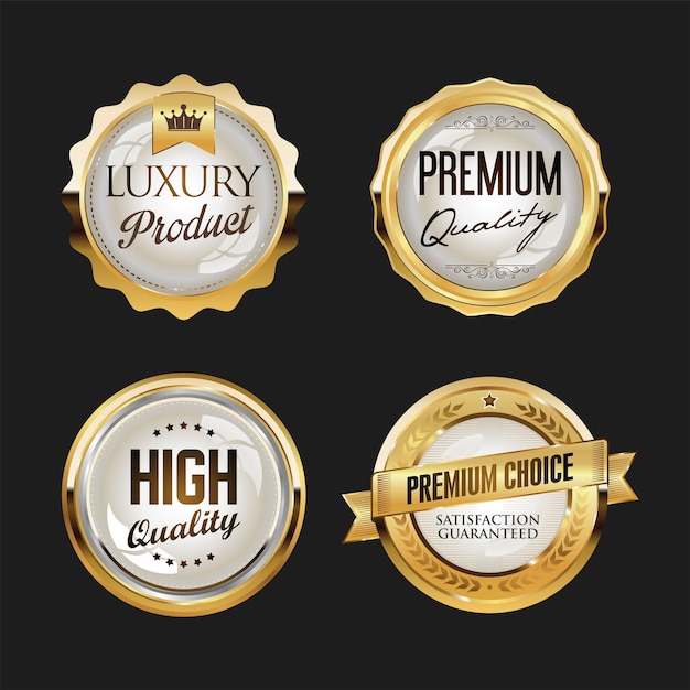 Super sale retro golden badges and labels vector collection