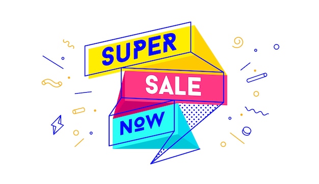 Super sale.  sale banner with text super sale for emotion, motivation